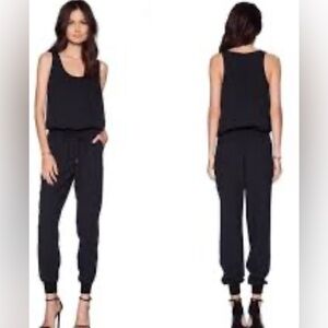 Joie Mardalina Jumpsuit Black Sleeveless Caviar J099-P1126 Jogger Drawstring #cc